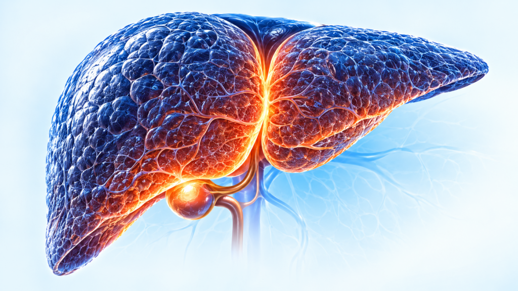 Glowing Blue Liver Anatomy
